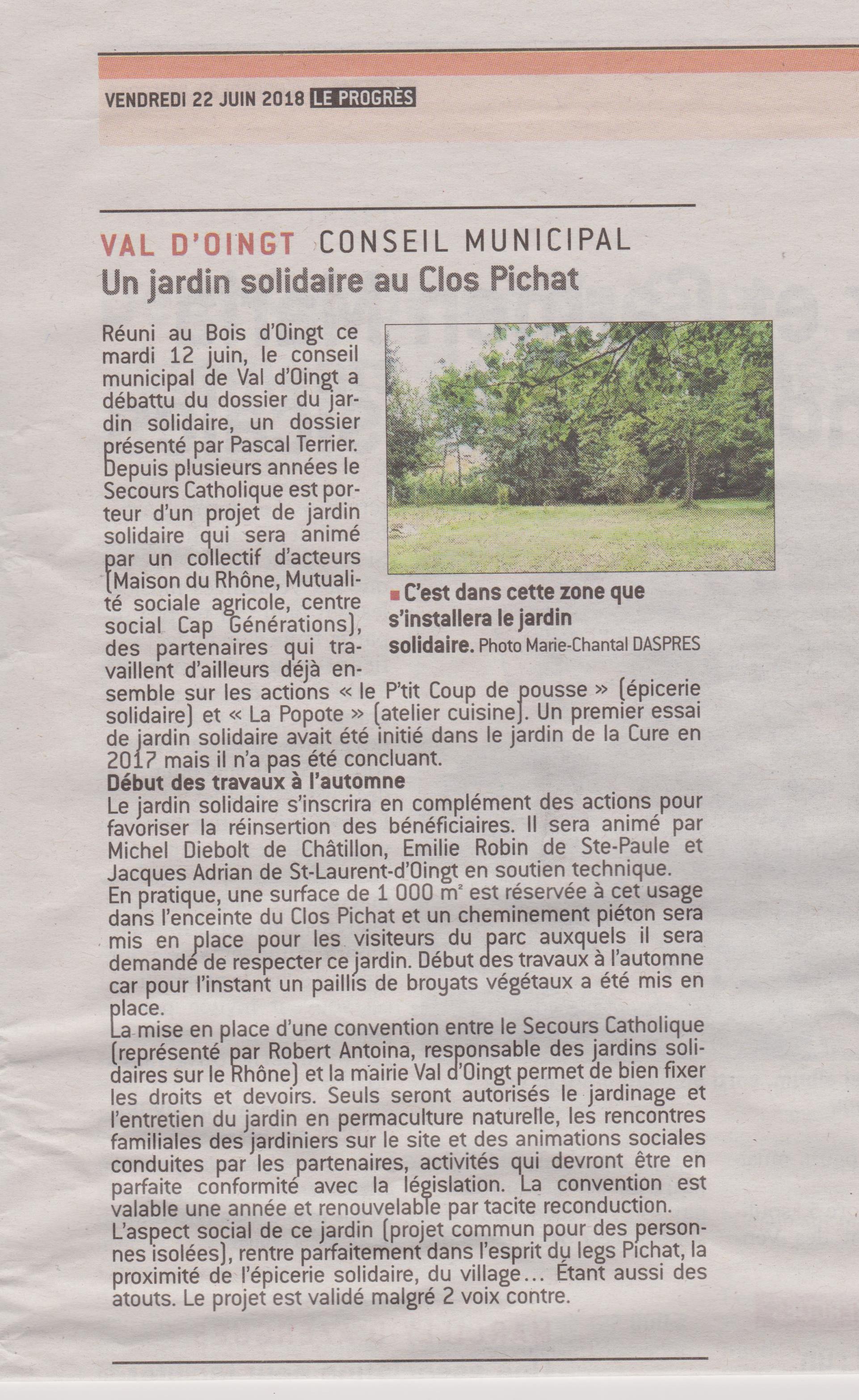 jardin solidaire Val d'Oingt