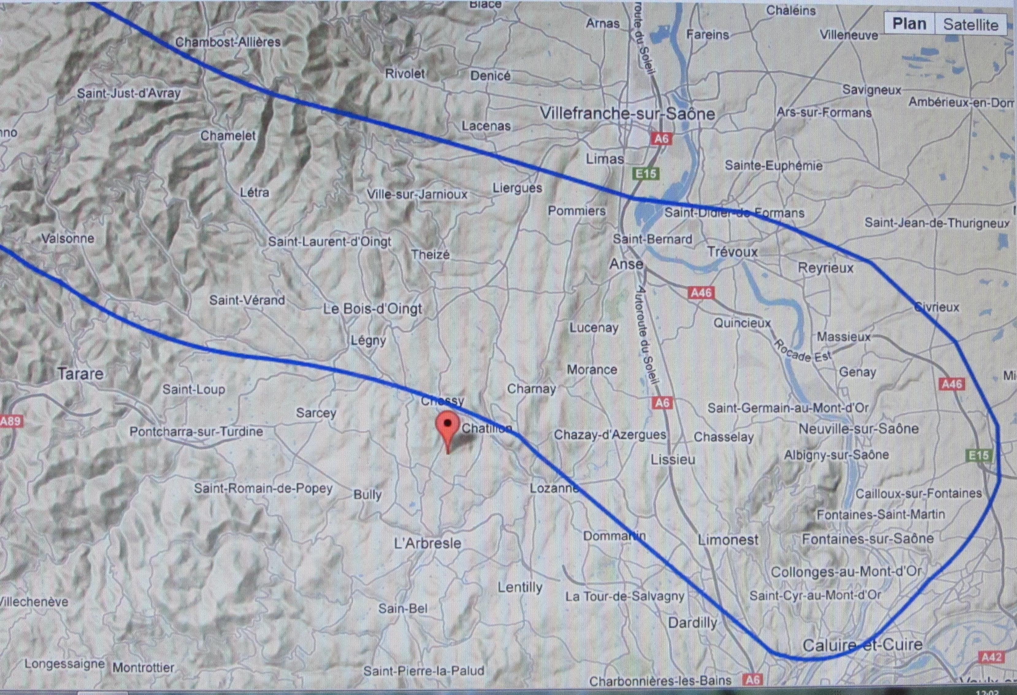 la ligne LGV-POCL à l'approche de Montanay