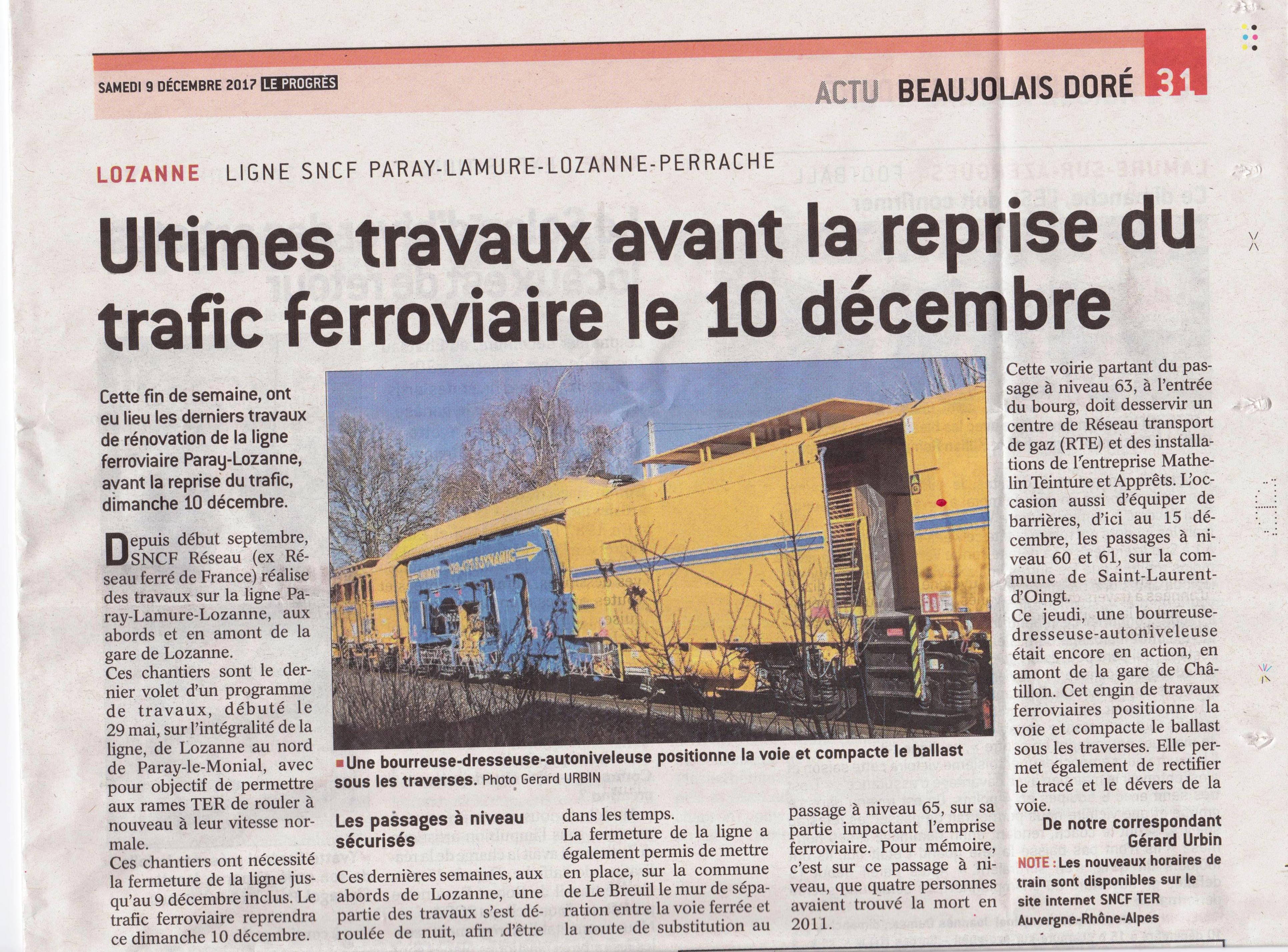 fin des travaux, Lozanne